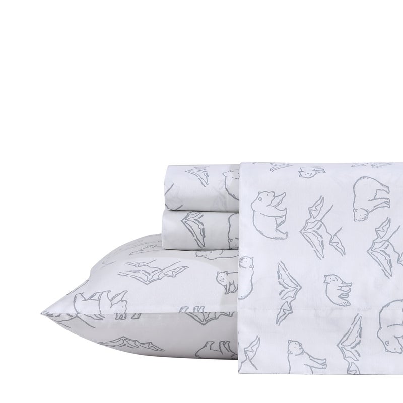 Eddie Bauer - Full Sheets, Cotton Percale Bedding Set, Crisp & Cool Home Decor, Dorm Room Essentials (Smokey Bear Camp Grey, Full) - Image 2